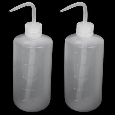 Right Angle Bent Tip Plastic Liquid Storage Squeeze Bottle Dispenser 500mL - Clear White