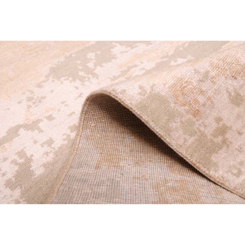 ECARPETGALLERY Hand-knotted Legacy Beige, Brown Silk, Wool Rug - 2'6 x 10'2