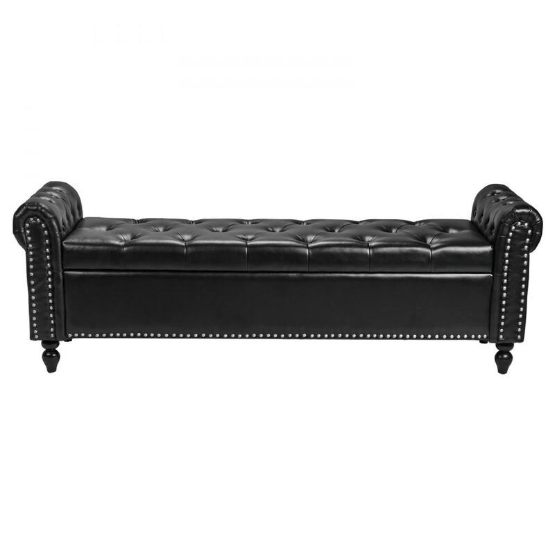 Modern PU Leather Storage Ottoman Bench with Soft-Close Hinges for Spacious Bedroom Organizer - 65.4”L x 22”W x 18”H