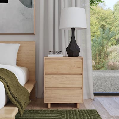 Halmstad Wood Panel 3 Drawer Narrow Nightstand