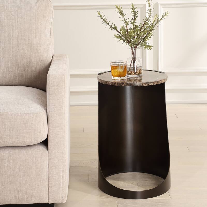 Sleek Round Top Side Table - 22" - Chocolate Brown