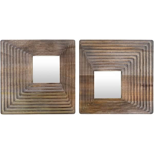 Set of 3 Wooden Square Mirrors