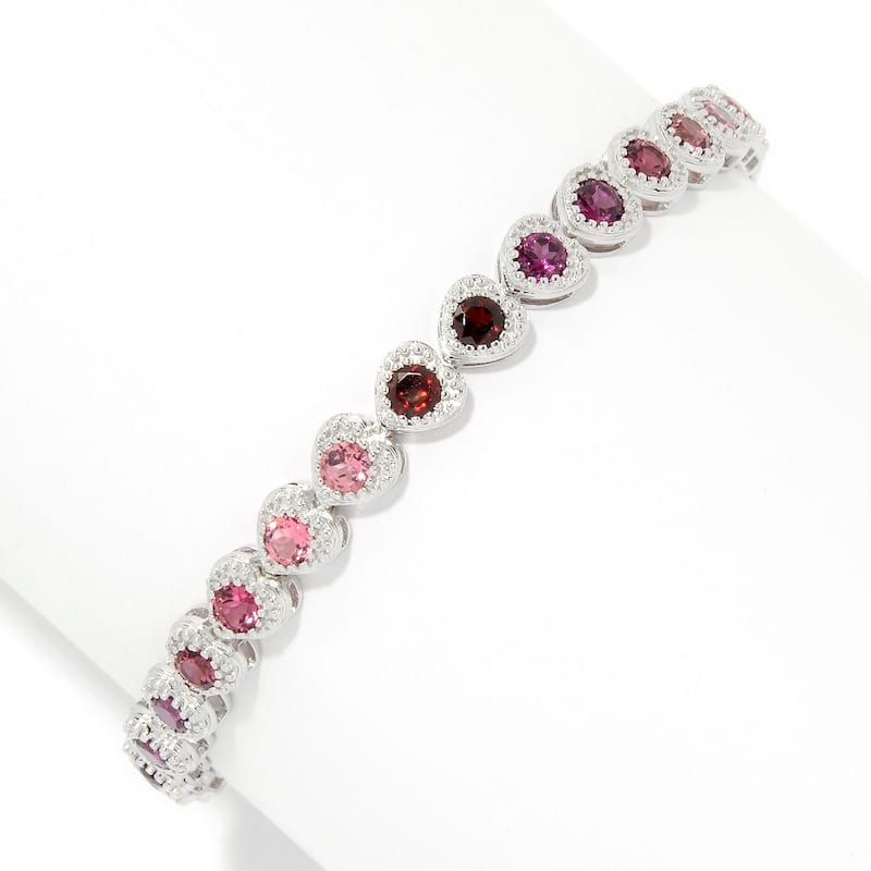 Sterling Silver Multi Gemstone Heart Tennis Bracelet