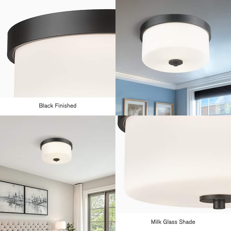 2-Light Flush Mount Ceiling Light - 10.63"L x10.63"W x5.51"H