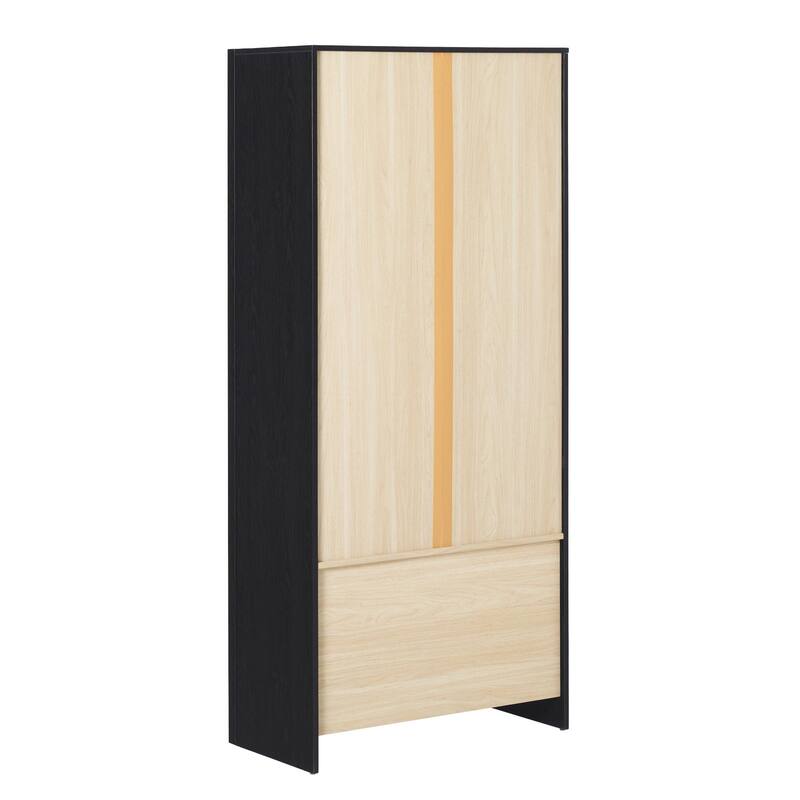 Walker Edison Modern Wood Bookshelf with Glass Doors and Drawer Storage