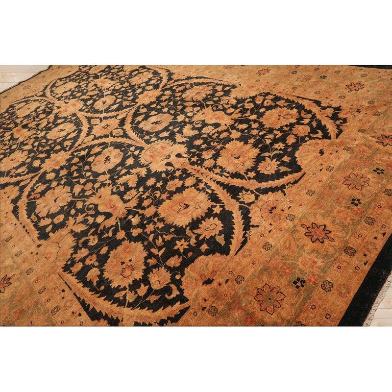 Hand Knotted Chobi Peshawar Charcoal 100% Wool Traditional Area Rug - 11' 8'' x 16' 10''