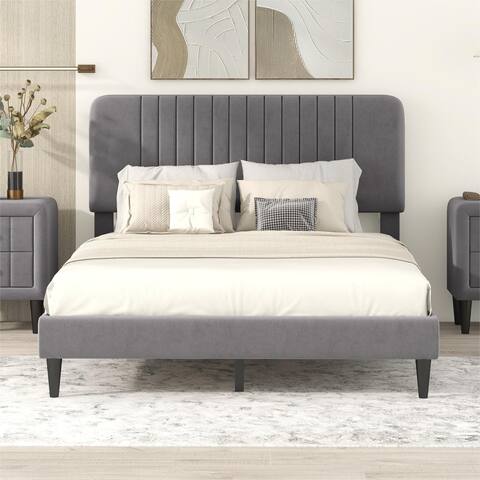 Upholstered Platform Bed with Headboard