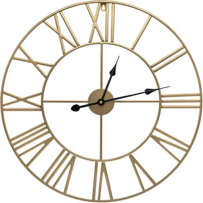 Sorbus Large Decorative Wall Clock, Analog Metal Clock, 24" Round (Gold)
