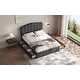 preview thumbnail 14 of 18, Upholstered Bed with 4 Storage Drawers,Wood Slat Support