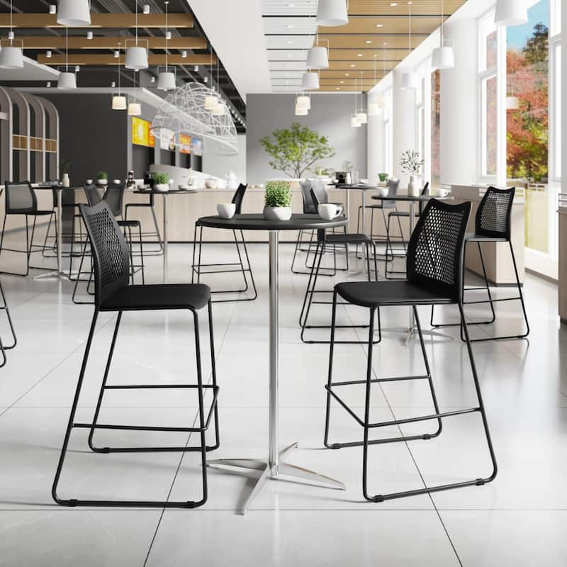 Stackable Sled Base Barstool with Vented Back and Integrated Footrest - 19.75"W x 23.25"D x 44.25"H