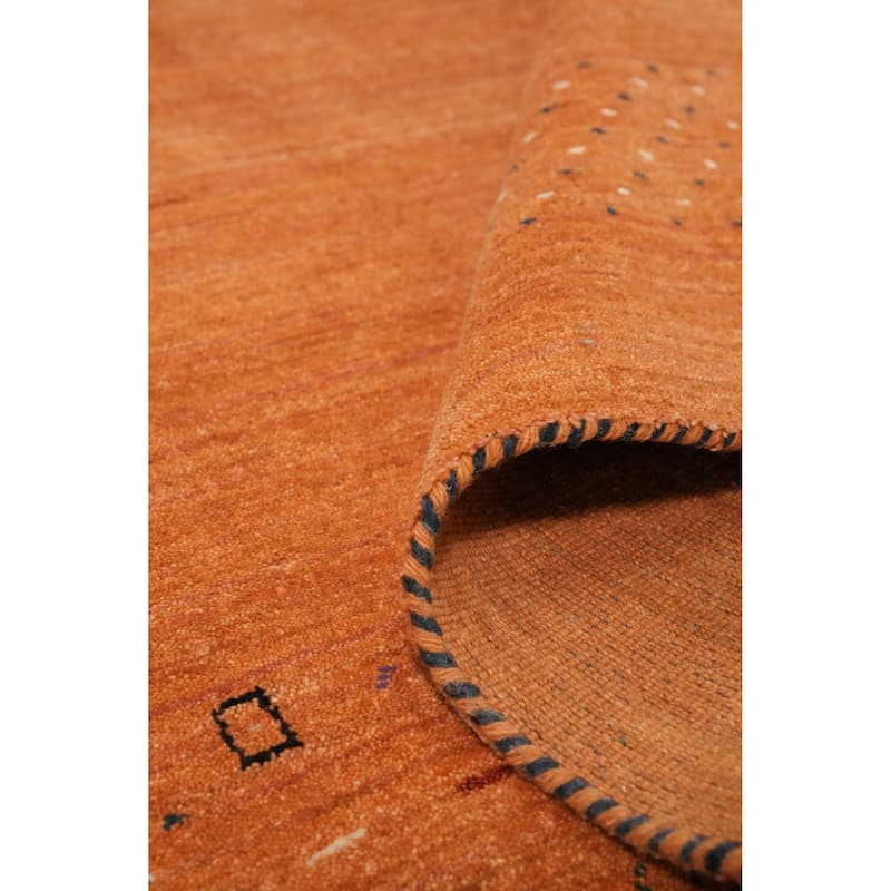 Hand Knotted Oriental 100% Wool Carpet Tribal Animal Pictorial Oranges & Rust Gabbeh Area Rug - 8' 0'' X 7' 10''