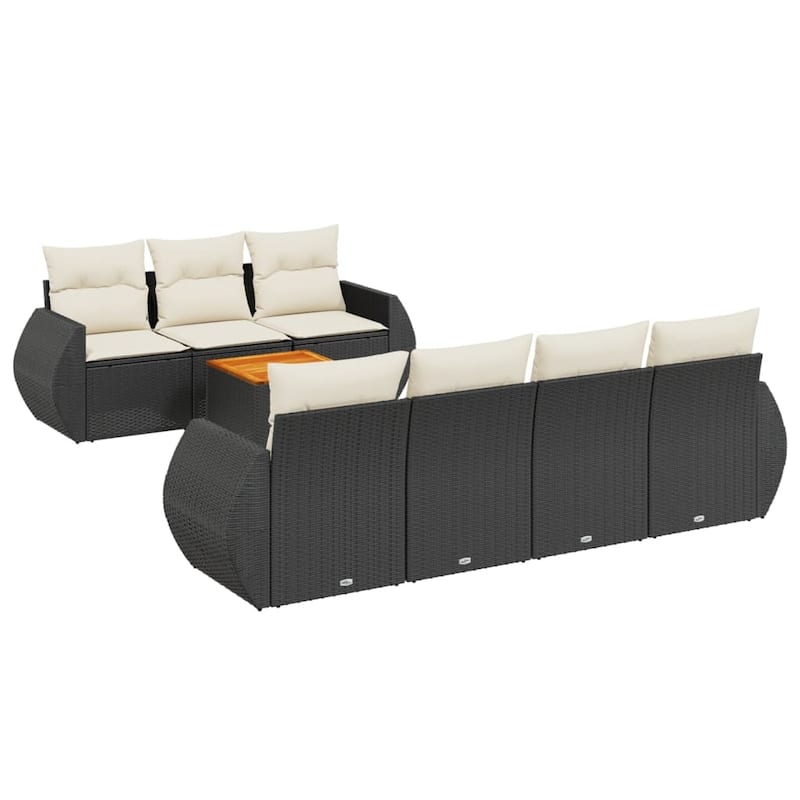vidaXL Garden Sofa Set Black and Cream - 24.4 x 27.6 x 27.2