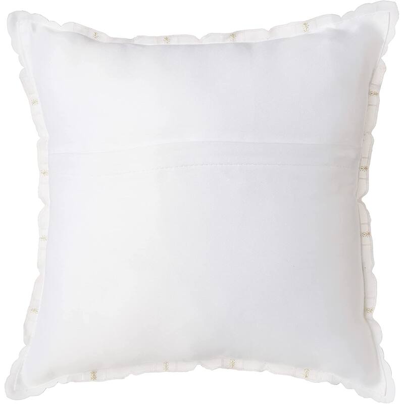 Violet Linen Holiday Christmas Santa Claus Holly Bows Embroidery Pattern Decorative Throw Pillow