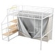 preview thumbnail 9 of 36, White Space-saving Full/Twin Size Metal Loft Bed with Wardrobe and Storage Shelves