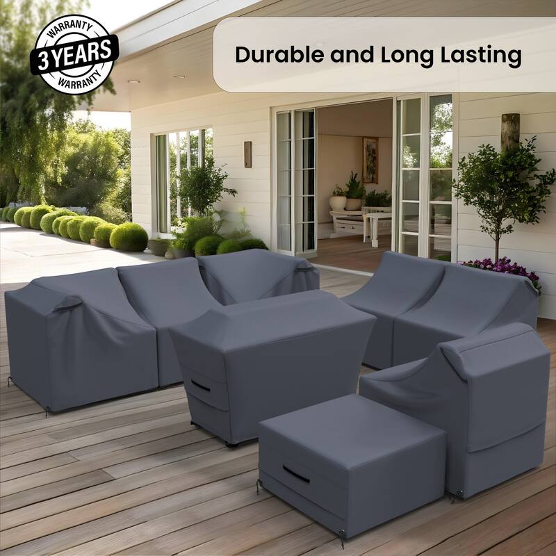 Bushrah Outdoor Sectional 8-Piece Patio Furniture Cover - 30 x 44 x 22