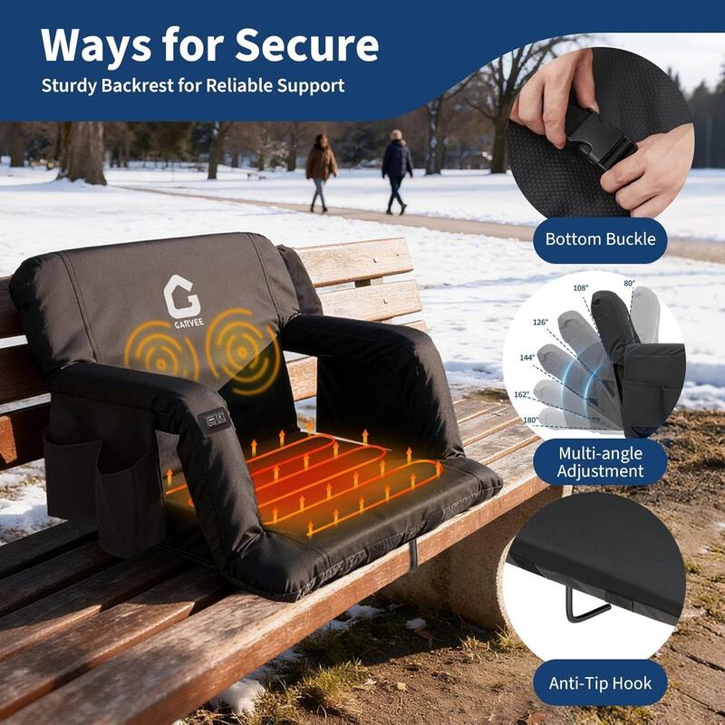 21In Massage Heated Stadium Seats with Back Support and Padded Cushion