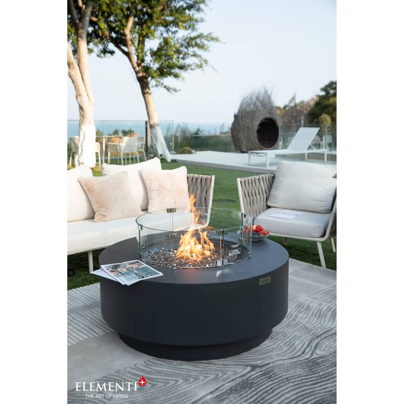 Elementi Plus Nimes Concrete Fire Pit Table - 40.9 x 40.9 x 16.9
