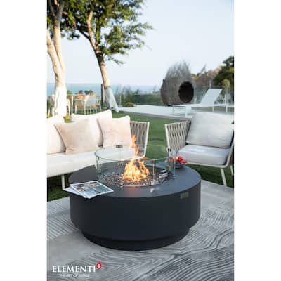 Elementi Plus Nimes Concrete Fire Pit Table - 40.9 x 40.9 x 16.9