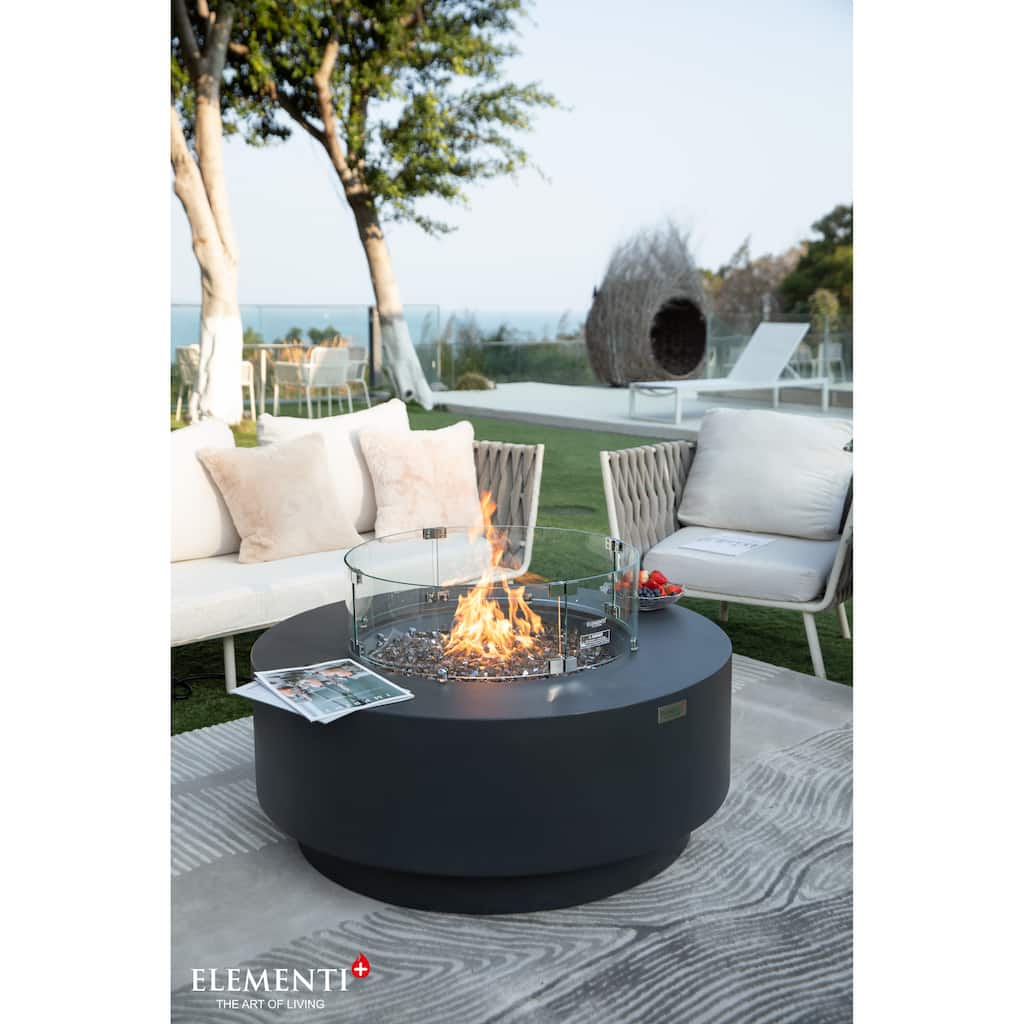Elementi Plus Nimes Concrete Fire Pit Table - 40.9 x 40.9 x 16.9