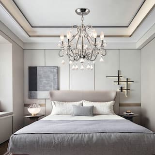 Maxax 5 - Light Candle Style Classic Chandelier with Crystal Accents - MX19048-5CL-P