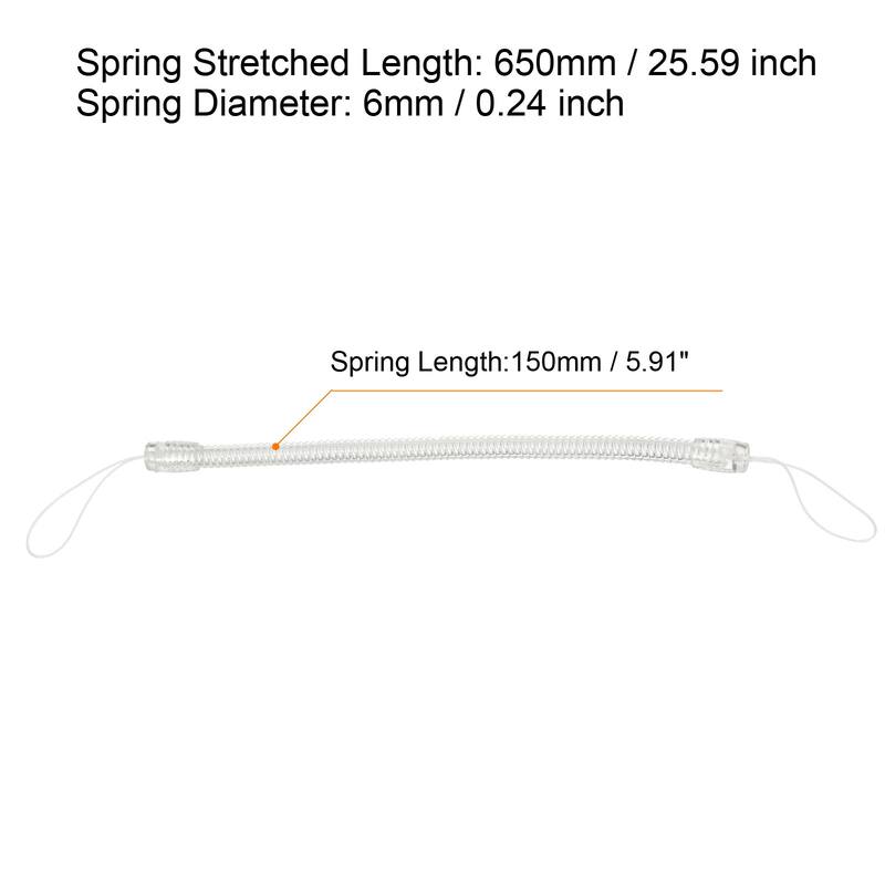 8pcs 5" Plastic Retractable Spring Coil Strap Key Holder Stylus Lanyard - Clear - 6"