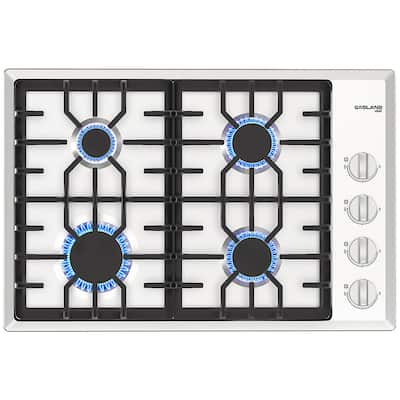 GASLAND Chef 30 Inch Gas Cooktop，28,300 BTU NG/LPG Convertible,Heavy Duty Cast Iron Grates with Metal Knobs