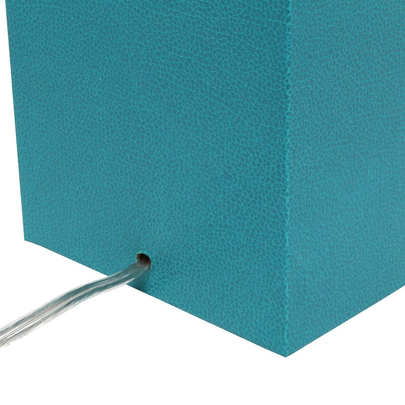 Leather Table Lamp with White Fabric Shade