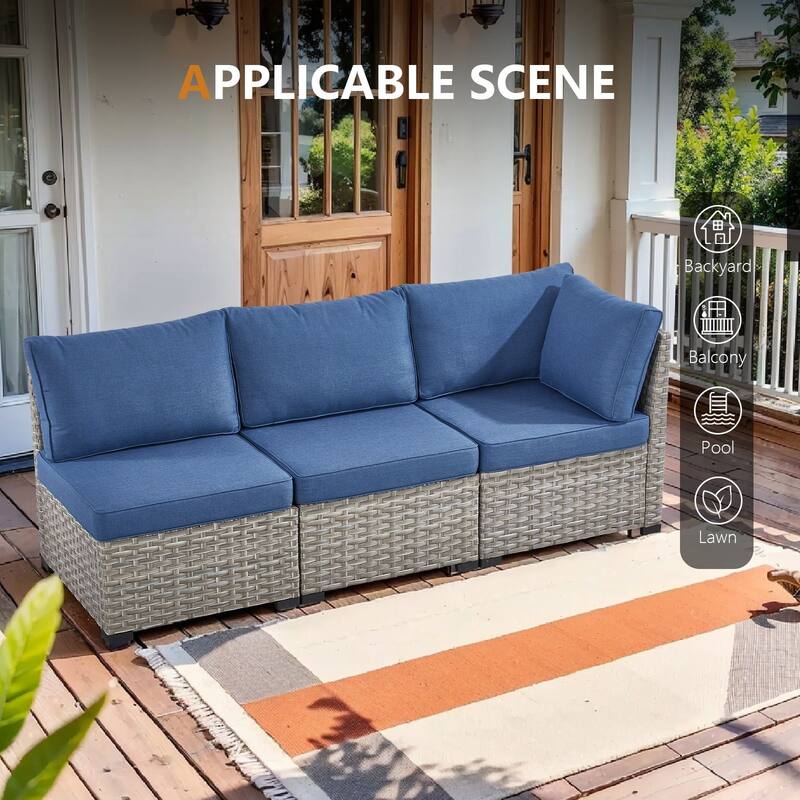 Pocassy Wicker Rattan Outdoor Sectional Sofa Patio Conversation Set