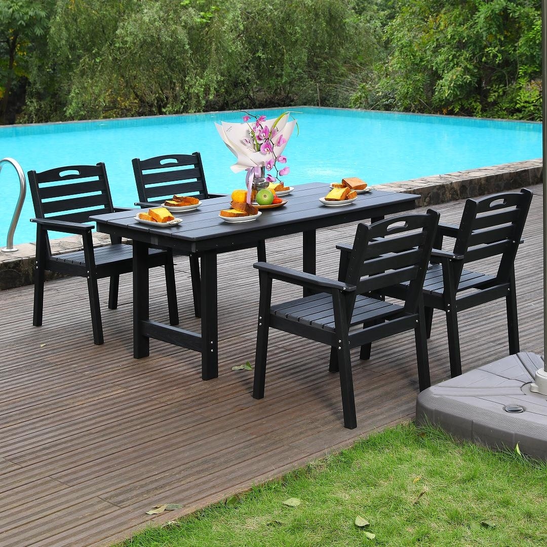 Outdoor Patio Dining Set, One Table and Four Chairs