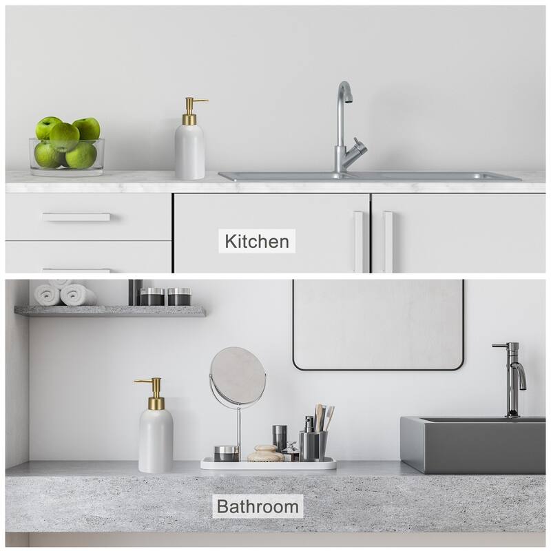 Soap Dispenser-14Oz Ceramic Dish Hand Soap Dispenser with Stainless Steel Pump for Kitchen Bathroom