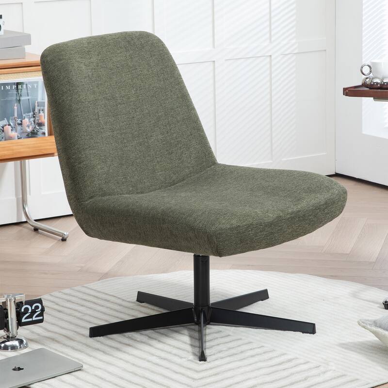 Bayard Green Linen Fabric Accent Chair with Black Swivel Legs