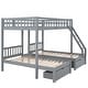 preview thumbnail 7 of 16, Full Over Twin & Twin Bunk Bed, Wood Triple Bunk Bed with 2 Drawers and Guardrails