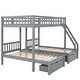 preview thumbnail 7 of 18, Full Over Twin & Twin Triple Bunk Bed with Drawers and Guardrails for Space-Saving and Versatile Family Use