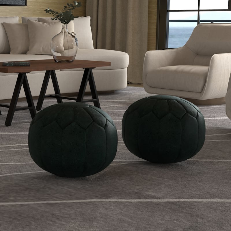 WYNDENHALL Rogen Round Pouf - Teal