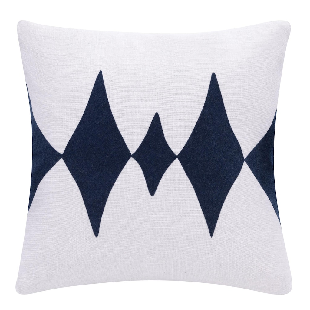 Handmade Diamond Square Throw Pillow - 20" - Blue and White