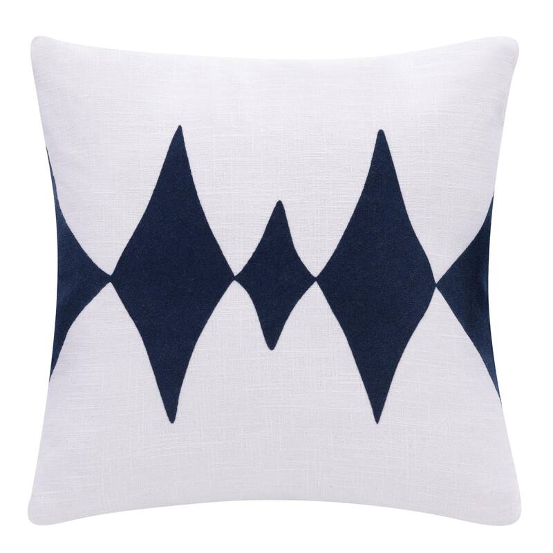 Handmade Diamond Square Throw Pillow - 20" - Blue and White