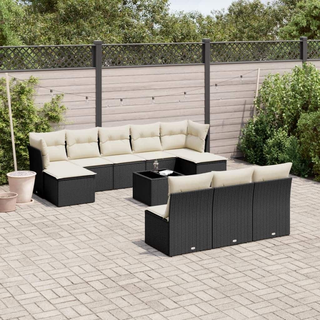 vidaXL Garden Sofa Set Black, Cream white - 21.7 x 21.7 x 14.6
