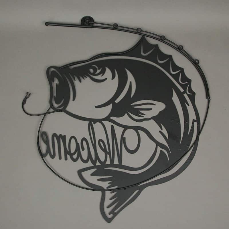 19 Inch Laser Cut Metal Bass Sign Home Decor Vintage Wall Hanging Art