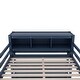 preview thumbnail 10 of 9, Full Size Dark Blue Loft Bed with Wardrobe, L-Shaped Desk, Cabinet, Bookshelf, and Safety Rails