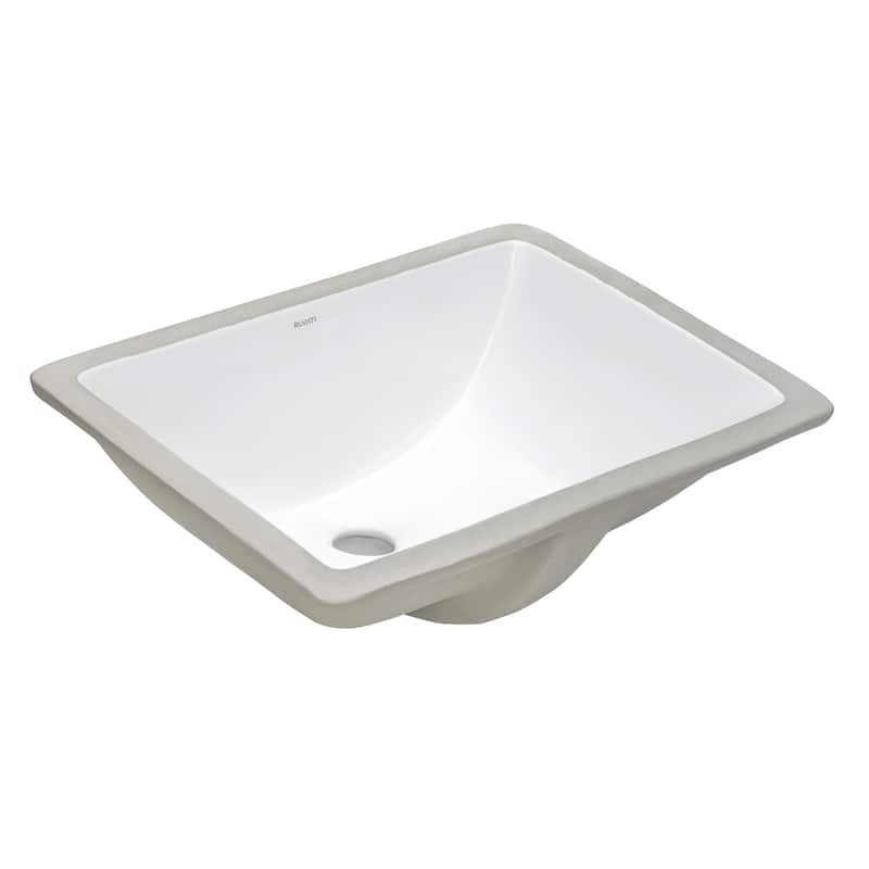 Ruvati 18 x 12-3/4 inch Undermount Bathroom Sink White Rectangular Porcelain Ceramic with Overflow - RVB0720