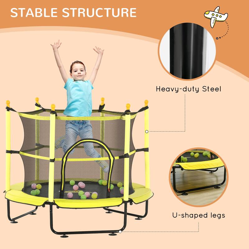 Trampoline Toddler Trampoline with Safety Enclosure & Ball Pit for Indoor or Outdoor Use