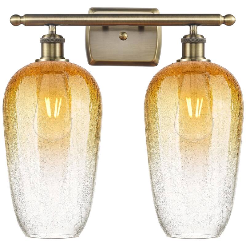 Innovations Lighting 516-2W-16-17 Brookhaven Flute Vanity Brookhaven - Antique Brass / Amber