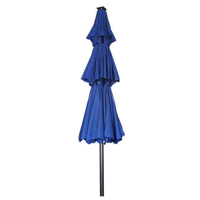 11FT Solar LED Lighted Patio Umbrella with 8 Ribs
