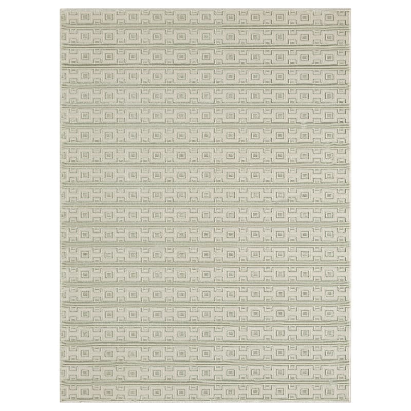 Ksamil Collection Abstract Geometric Area Rug - 7'8 x 10'8 - Green/Cream