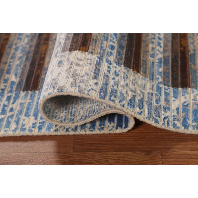 Multi-Color Modern Accent Rug Handmade Wool Carpet - 2'8"x 4'9"