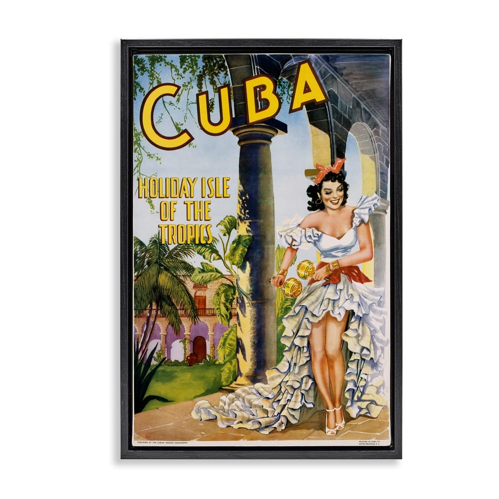 Stupell Cuba Travel Advertisement Framed Floater Canvas Wall Art Design By Marcus Jules