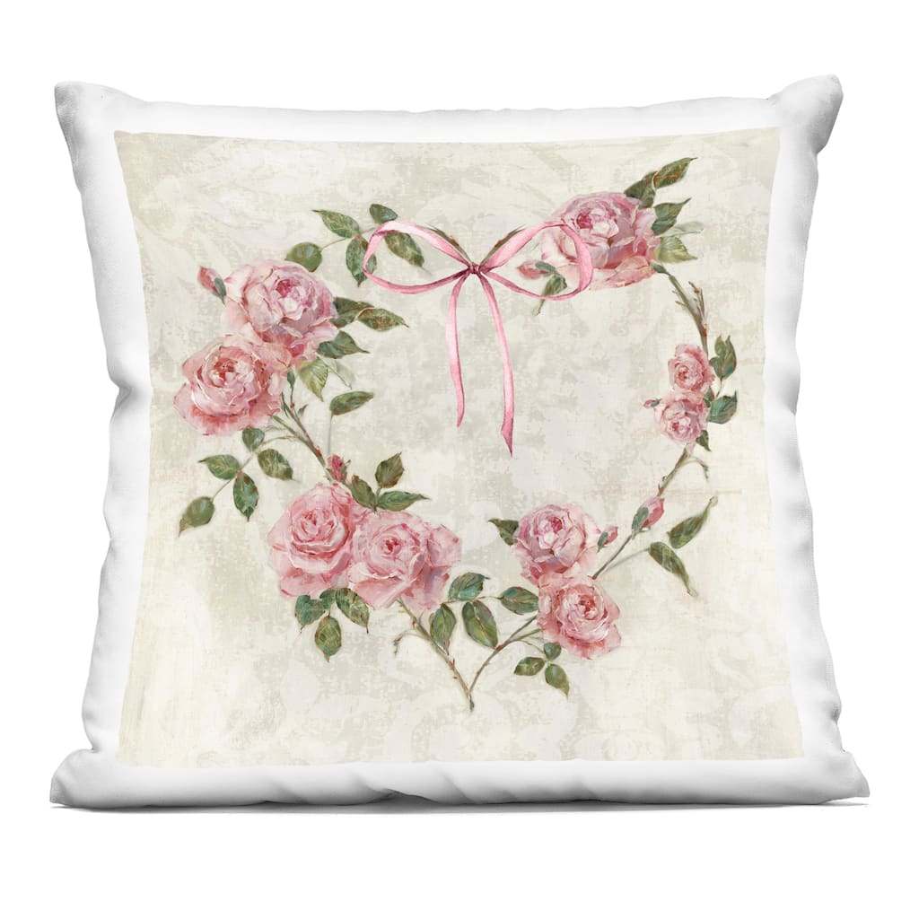 Stupell Rose Heart Wreath Decorative Printed Throw Pillow Design by Sally Swatland