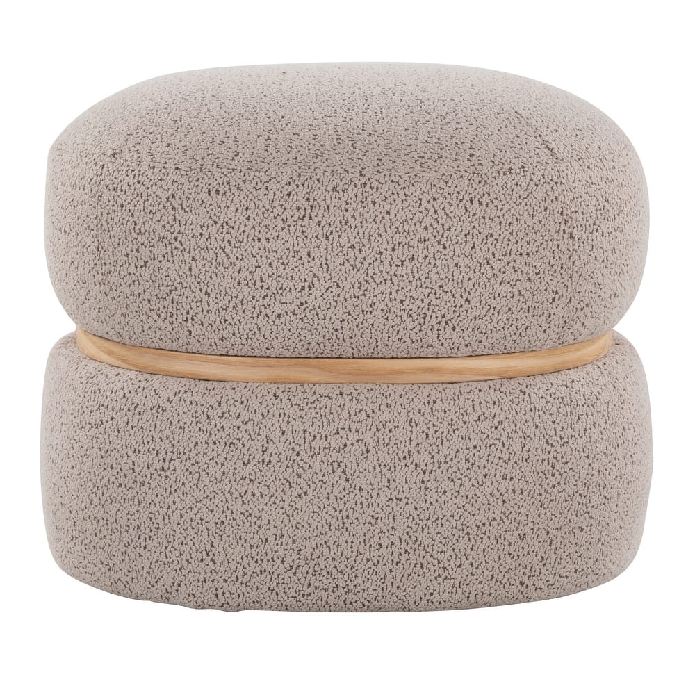 Carson Carrington Lena Pouf Ottoman with Natural Wood Accent