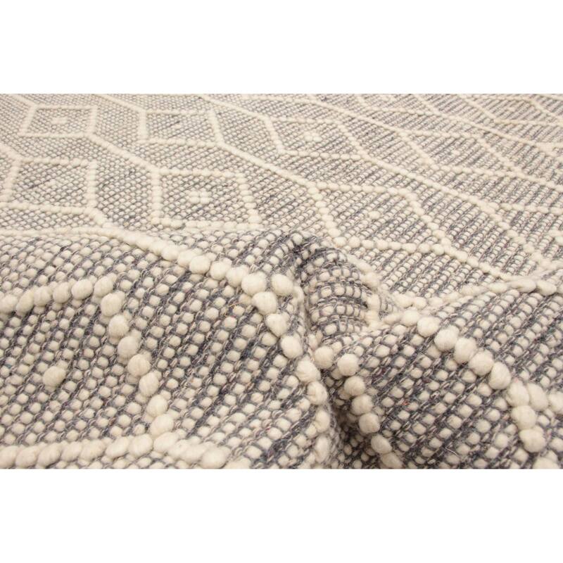 ECARPETGALLERY Braid weave Sienna Grey Wool Rug - 4'10 x 7'5