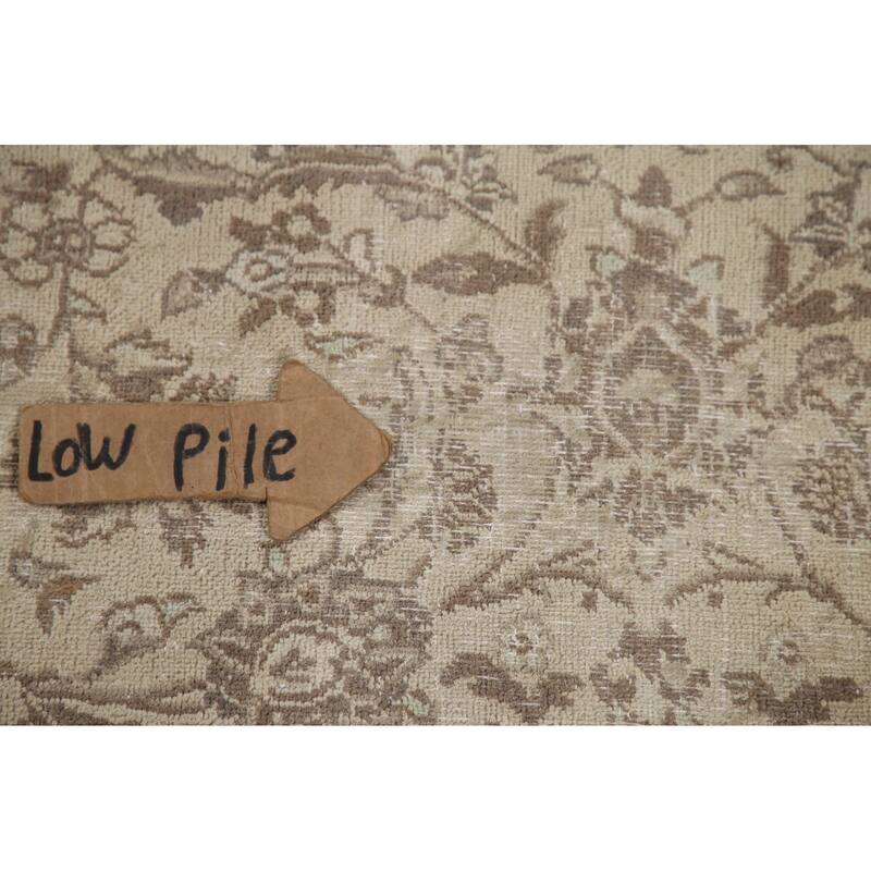 Hand Knotted Oriental 100% Wool Carpet Traditional Floral Beige & Ivories Mashad Area Rug - 12' 4'' X 9' 6''